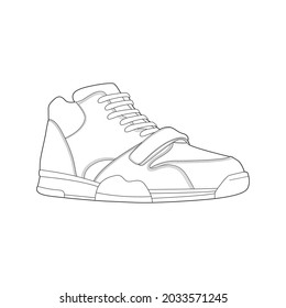 sneaker drawing vector line art.  sneaker template outline  vector Illustration.