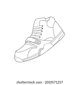 sneaker drawing vector line art.  sneaker template outline  vector Illustration.