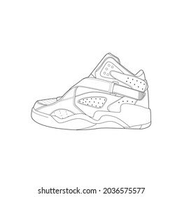 Turnschuhe, die Vektorgrafik zeichnen. Turnschuhe im Linienstil. Sneaker-Vorlage Umriss Vektorgrafik.