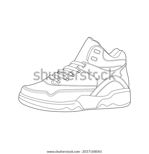 Sneaker Drawing Vector Line Art Sneakers Stock Vector (Royalty Free ...