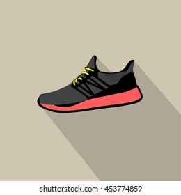 Sneaker flat design with long shadow.