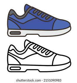 Sneaker flat icon. The pictogram for the web. Line stroke. Isolated on white background. Vector eps 10