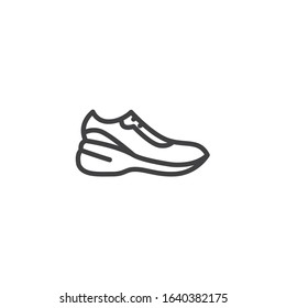 Sneaker footwear line icon. linear style sign for mobile concept and web design. Sport Shoes outline vector icon. Symbol, logo illustration. Vector graphics