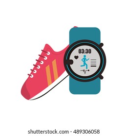 sneaker and  heart rate wrist monitor  icon