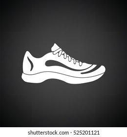 Sneaker icon. Black background with white. Vector illustration.