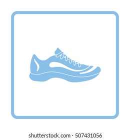 Sneaker icon. Blue frame design. Vector illustration.