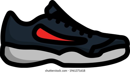 Sneaker Icon. Editable Bold Outline With Color Fill Design. Vector Illustration.