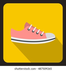 Sneaker icon in flat style on a yellow background vector illustration