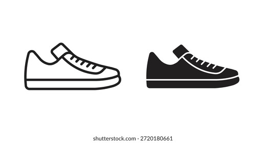 Icono de la zapatilla de deporte en diseño de línea. Sencillo Vector de iconos