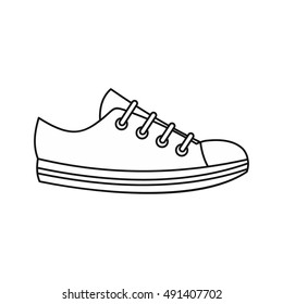 Sneaker icon in outline style isolated on white background vector illustration