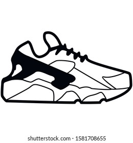 Sneaker icon in vector black and white