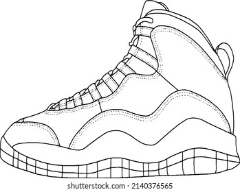 sneaker illustration for coloring book 