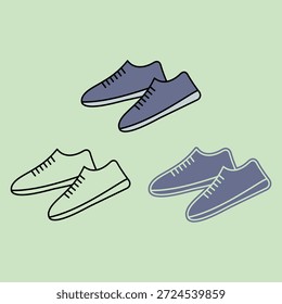 Ilustración de zapatillas de deporte con tres estilos diferentes. Ilustración vectorial.