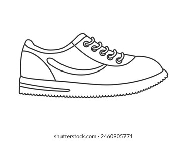 Sneaker with laces and arch on side for decoration line icon vector illustration