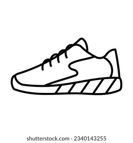 Sneaker line icon. Sport shoe sign. Fitness equipment. Side view object linear style illustration. Sport, equipment, game and training. Modern style icon, editable strokes