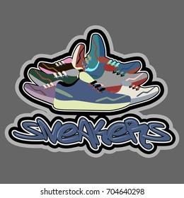 Sneaker logo in graffiti style