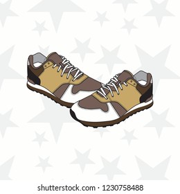 Sneaker for man or woman. trainer, running, casual, gym shoes. Sports accessory. - Vector