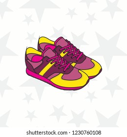 Sneaker for man or woman. trainer, running, casual, gym shoes. Sports accessory. - Vector