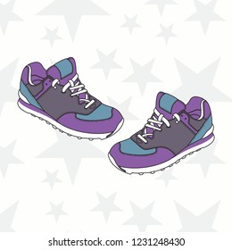 Sneaker for man or woman. trainer, running, casual, gym shoes. Sports accessory. - Vector