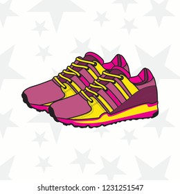 Sneaker for man or woman. trainer, running, casual, gym shoes. Sports accessory. - Vector