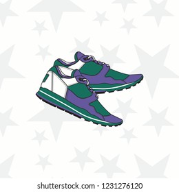 Sneaker for man or woman. trainer, running, casual, gym shoes. Sports accessory. - Vector