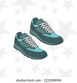Sneaker for man or woman. trainer, running, casual, gym shoes. Sports accessory. - Vector
