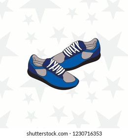 Sneaker for man or woman. trainer, sport shoes. Sports accessory. - Vector