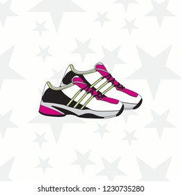 Sneaker for man or woman. trainer, sport shoes. Sports accessory. - Vector