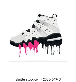 A sneaker with multicolored drops. Sports shoes. Running shoes.