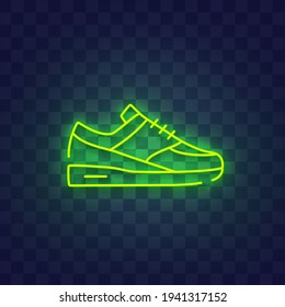 Sneaker neon sign isolated, bright signboard. Shoes logo neon, emblem. Vector illustration