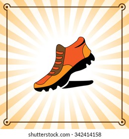 sneaker on a background with rays