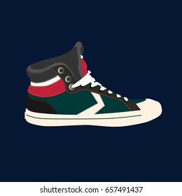 Sneaker on dark background, vector illustration