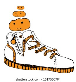 sneaker on a white background, hand drawing, vector, illustration,