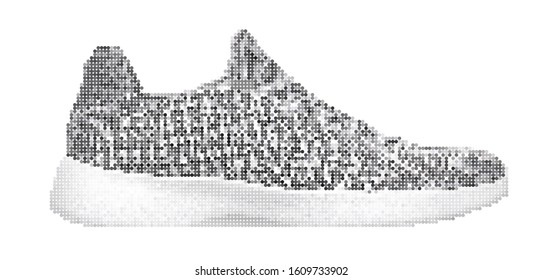 Sneaker on white. Vector dots illustration
