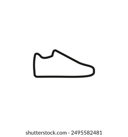 Icono de Vector de contorno de zapatilla. Un solo zapato deportivo sobre fondo blanco.