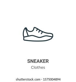 Sneaker outline vector icon. Thin line black sneaker icon, flat vector simple element illustration from editable clothes concept isolated on white background
