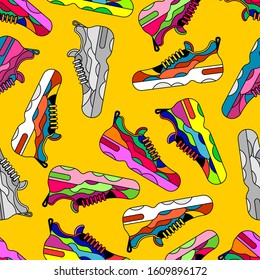 Sneaker pattern seamless. Sneakers background. Sports shoes texture. vector ornament