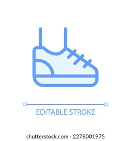 Sneaker pixel perfect glassmorphism ui icon. Sport footwear. Running, jogging. Color filled line element with transparency. Vector pictogram in glass morphism style. Editable stroke. Arial font used