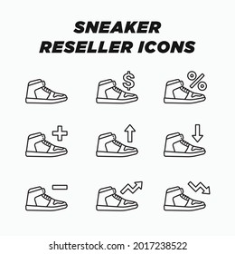 Sneaker Reseller, Shoe Selling, Grail Pairs Line Icon set.