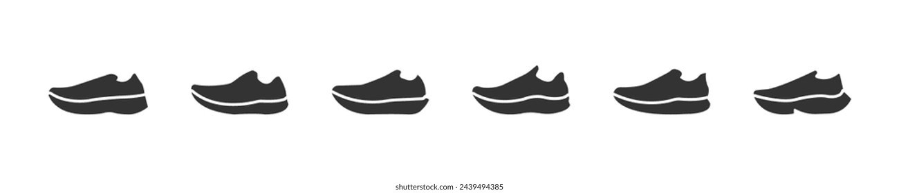 Juego de iconos de zapatillas deportivas. Siluetas de zapatillas. Zapatilla de running. Ilustración vectorial.