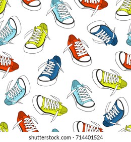 Sneaker seamless pattern. Vector illustration.