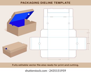 Plantilla de caja de zapatos de zapatillas de deporte tamaño extra grande 14.5x8.5x5.5 pulgadas | Plantilla de línea de troquel de caja de zapatos acanalada de una pieza