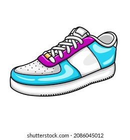 Sneaker shoe, concept design. Flat design vector illustration isolated on white. Footwear, shoes, fashion sneakers. Side view.