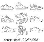 Sneaker shoe . Concept. Flat design. Vector illustration. Sneakers in flat style. Sneakers side view. Fashion sneakers.