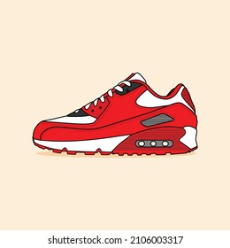 Sneaker shoe . Concept. Flat design. Vector illustration. Sneakers in flat style. Sneakers side view. Fashion sneakers.