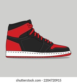 Sneaker shoe . Concept. Flat design. Vector illustration. Sneakers in flat style. Sneakers side view. Fashion sneakers.