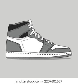 Sneaker shoe . Concept. Flat design. Vector illustration. Sneakers in flat style. Sneakers side view. Fashion sneakers.