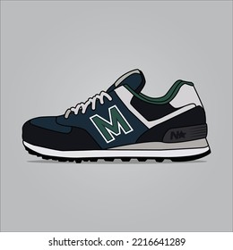 Sneaker shoe . Concept. Flat design. Vector illustration. Sneakers in flat style. Sneakers side view. Fashion sneakers.