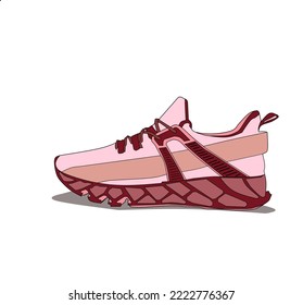 Schuh mit Sneaker. Konzept. Flaches Design. Vektorgrafik. Turnschuhe im flachen Stil. Turnschuhe Seitenansicht. Mode-Turnschuhe.