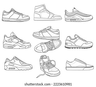 Ilustración de zapatos en estilo vectorial de arte de línea